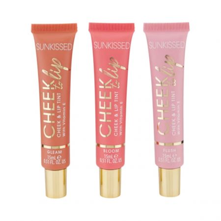 Sunkissed multifunkční krémové tinty na tvář a rty Cheek To Lip, 3x15ml