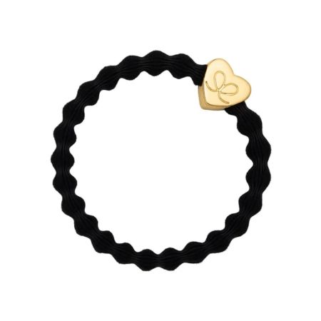 ByEloise gumička do vlasů Plain Gold Charm Gold Heart Black