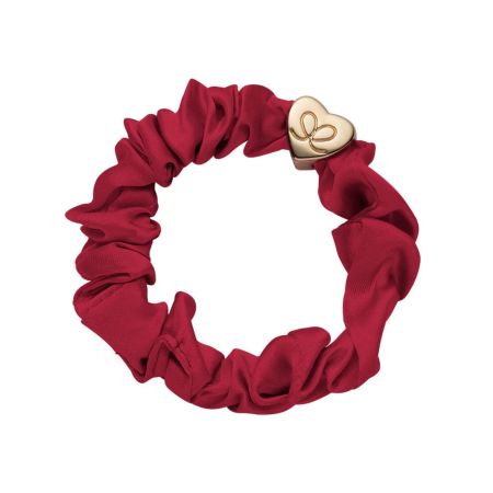 ByEloise gumička do vlasů Gold Heart Silk Scrunchie Burgundy