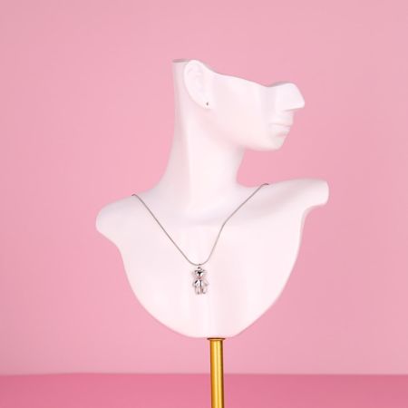 Náhrdelník s medvídkem Stainless Steel - stříbrný 