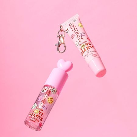 Sunkissed lesk a balzám na rty Love Hearts Lip Duo Set, Cherry