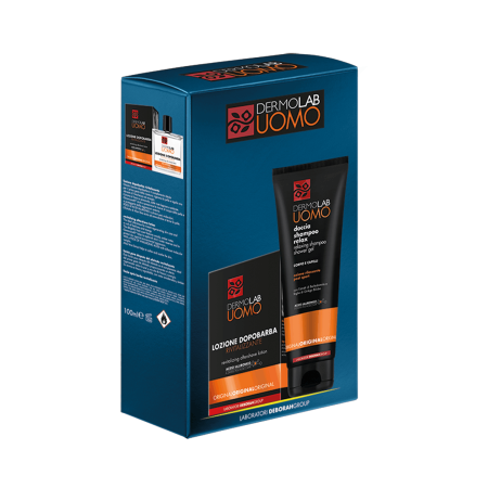 DermoLab UOMO dárkový set pro muže, sprchový šampon na vlasy a tělo + krém po holení, 2ks
