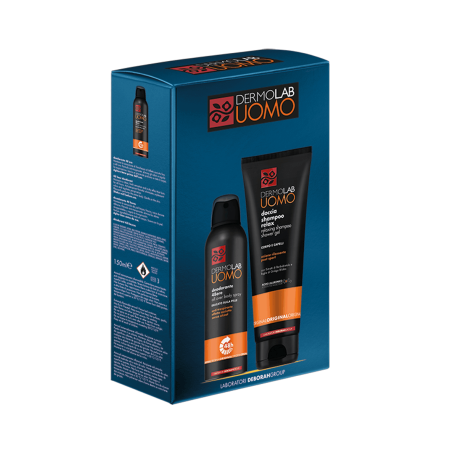 DermoLab UOMO dárkový set pro muže, sprchový šampon na vlasy a tělo + deodorant, 2ks