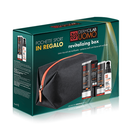 DermoLab UOMO dárkový set pro muže v taštičce, pleťové sérum a oční krém proti otokům, 2ks