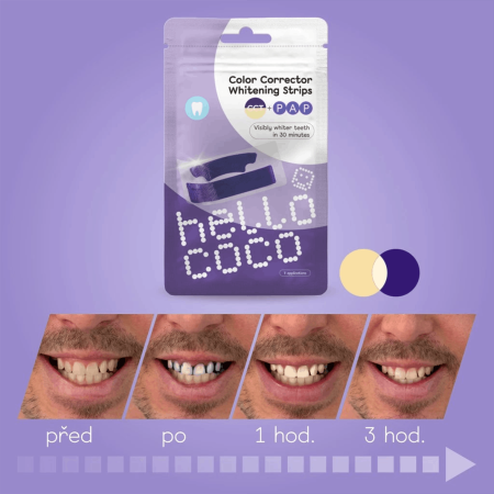 hello coco bělicí pásky na zuby s korekcí barvy PAP, Whitening Strips PAP