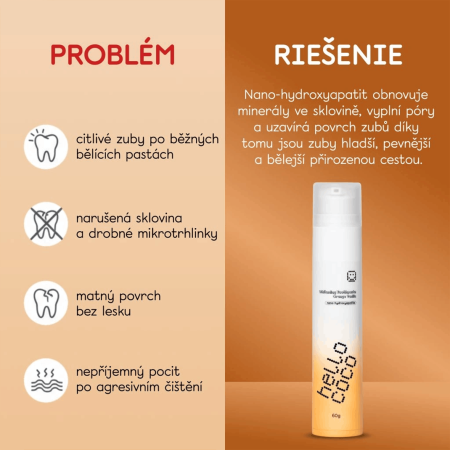 hello coco bělicí zubní pasta n-HA pomeranč & vanilka, 60g