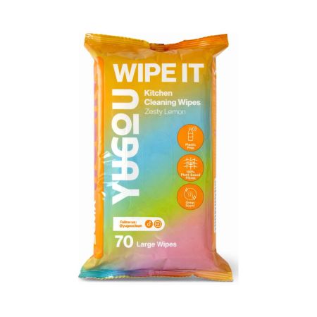 Yugou čistící ubrousky na povrchy v kuchyni, Wipe It! - Zesty Lemon, 70ks