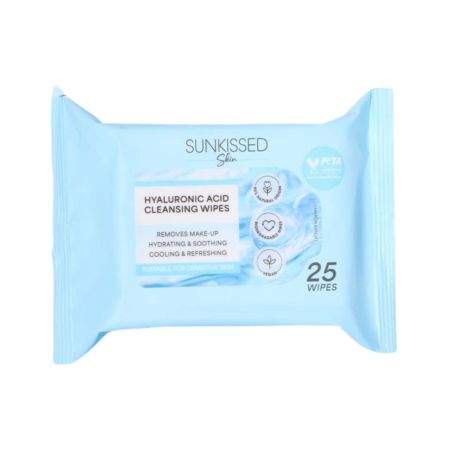 Sunkissed odličovací ubrousky na make-up, Hydrating & Soothing, Hyaluronic Acid, 25ks