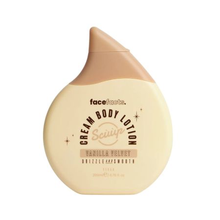 Face Facts krémové hydratační tělové mléko s bambuckým máslem, Scuup - Vanilla Velvet Cream Body Lotion, 200ml