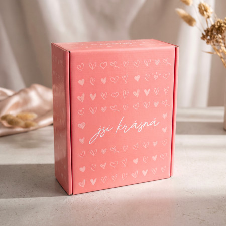 Dárková krabice - box - Jsi krásná, růžová střední