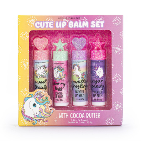 Tri Coastal dárková sada balzámů na rty s kakaovým máslem ve vánočním balení, Cute Lip Balm, 4x4,2g