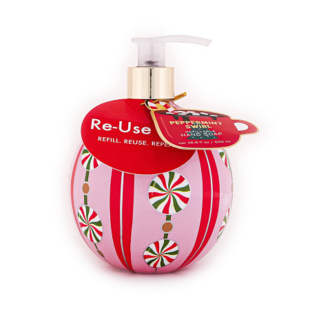 Tri Coastal tekuté mýdlo na ruce ve vánočním designu - baňka, Peppermint Swirl II., 500ml
