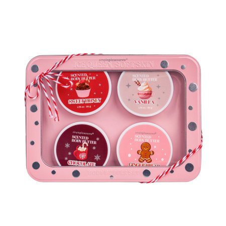 Tri Coastal vánoční dárková sada voňavých tělových másel v kovové krabičce, Body Butter Set, 4x50g