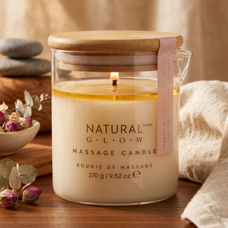 Natural Glow masážní svíčka s jojobovým olejem, Patchouli, 270g